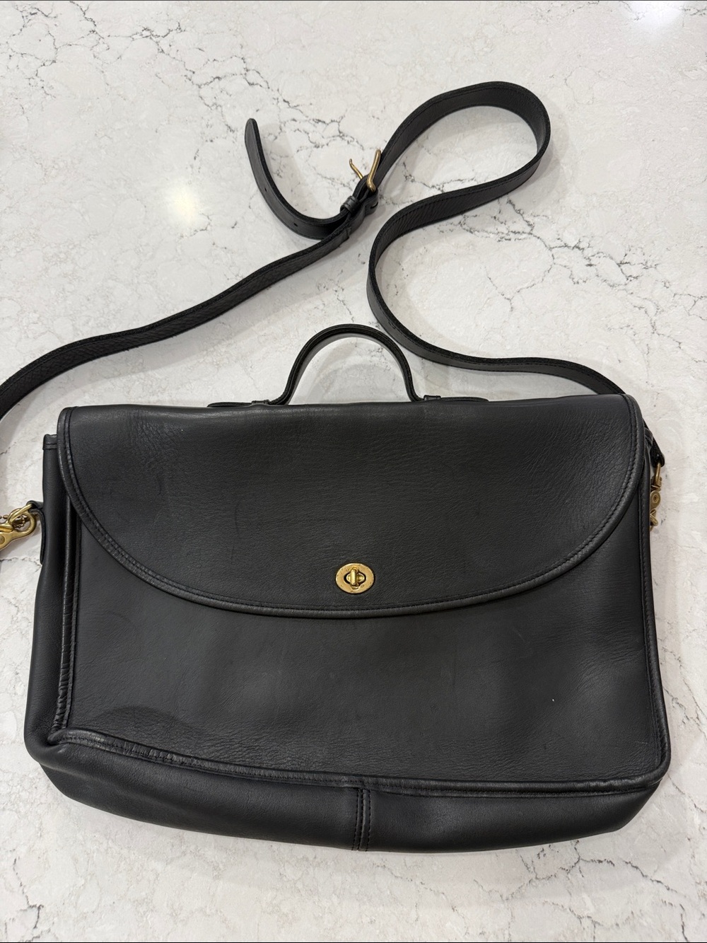 Vintage Coach Beekman Black Leather Briefcase Messenger Bag 526
